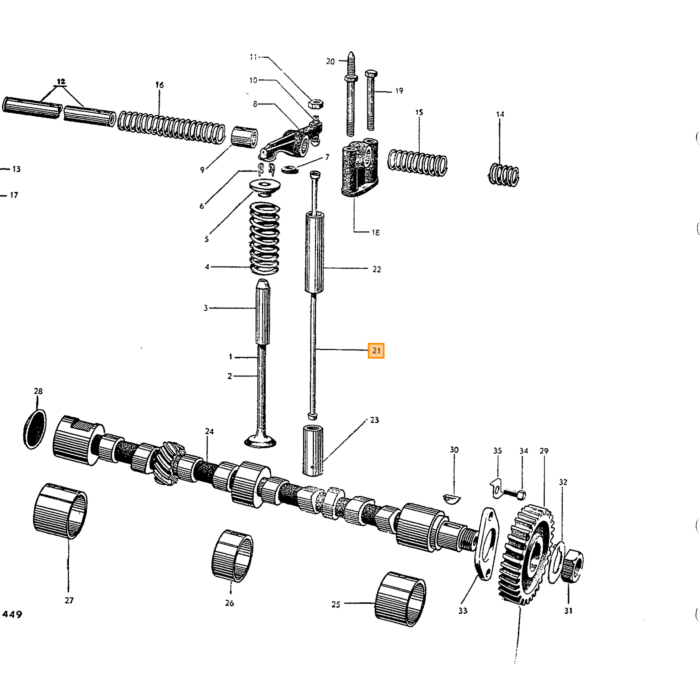 Volvo Varilla de taqué de válvula motor B4B\n 109.485+ todo B16 usado 21cm Volvo repuesto no 403689
