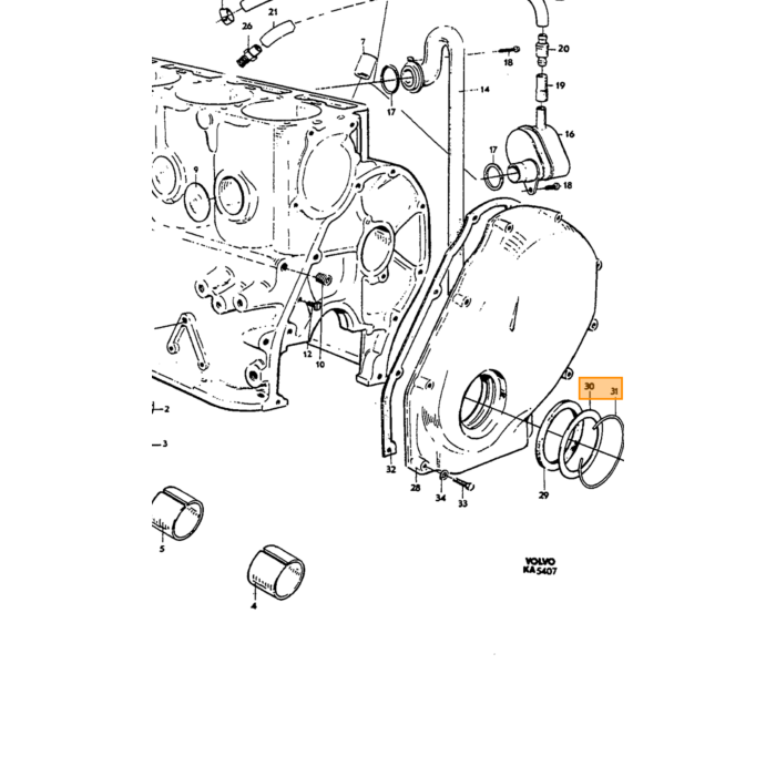 Volvo Anillo distribución cigüeñal lado Volvo Amazon - 140 - 160 - 240 - P1800 - PV Volvo repuesto no 418626