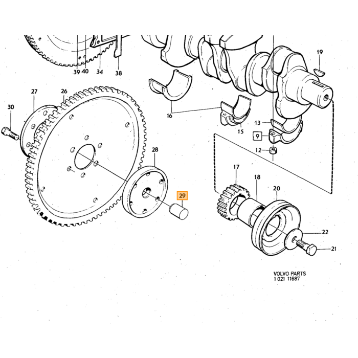 Volvo Casquillo de acero cojinete trasero del cigüeñal 164 240 260 740 760 780 940 940 SE 960 (1336913) número de pieza Volvo 460455