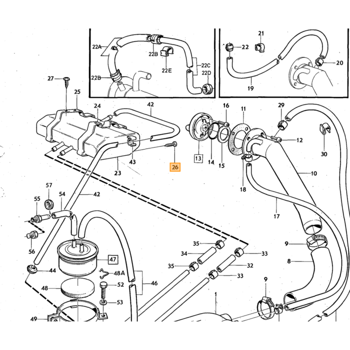 Volvo Acumulador de presión K tronic B21E+B21E+B23E+B21F+B200E+B230E 240+740+940+760 2 conexiones 140 0438 170 001 1266224 Volvo repuesto no 462547