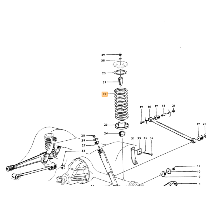 Volvo Muelle trasero P1800ES Chnr 3054+ Amazon -1966 38cm alto Volvo repuesto no 653163