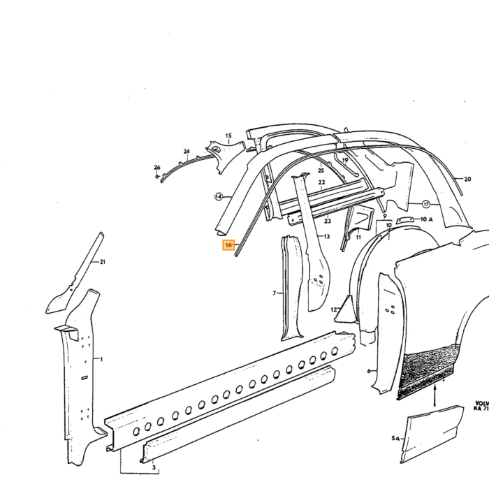 Volvo Llanta Amazon de chapa interior Trasera izquierda Volvo repuesto no 653269