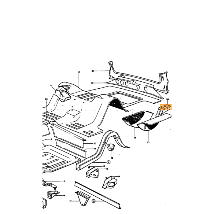 Volvo Chapa Amazon+P1800 travesaño trasero (653596) (902080) izquierda Volvo repuesto no 653596