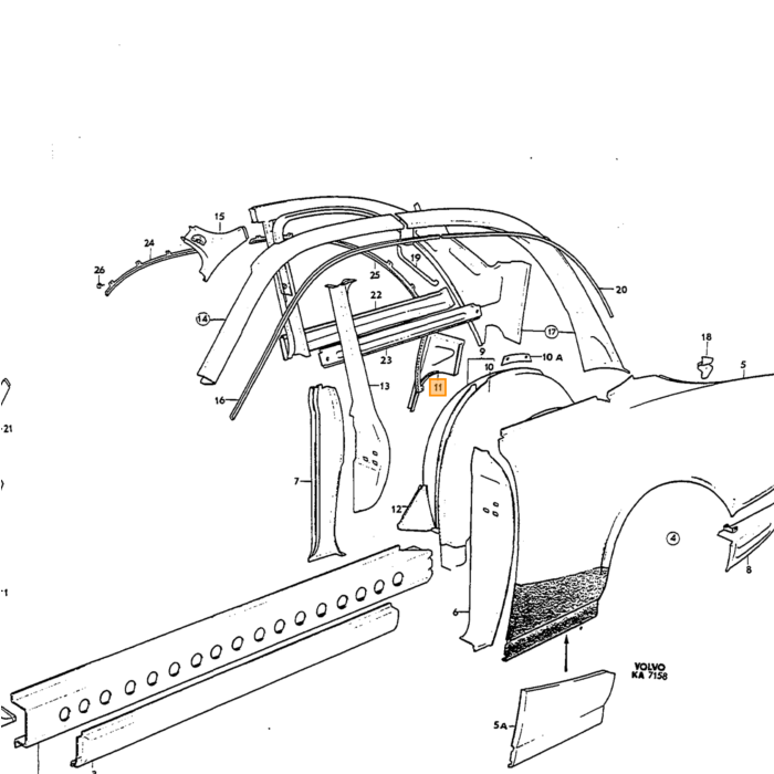 Volvo Chapa Amazon umbral 2 puertas derecho orig Volvo repuesto no 657049
