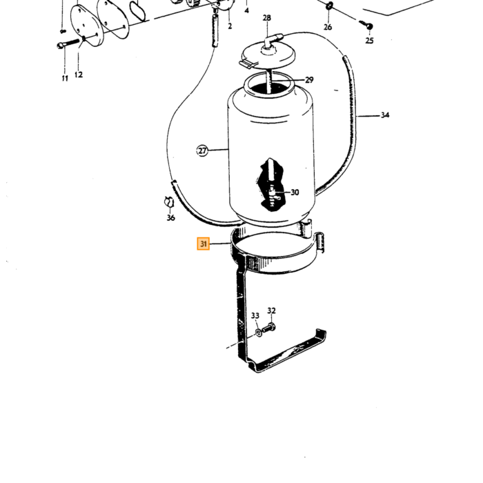 Soporte Volvo para depósito de limpiaparabrisas redondo 666977 PV544+Duett+Amazon, número de pieza Volvo 659809.