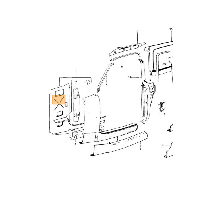 Volvo Chapa Duett P210 445 suelo de carga trasero izquierdo pieza de reparación izquierda número de pieza Volvo 661981L
