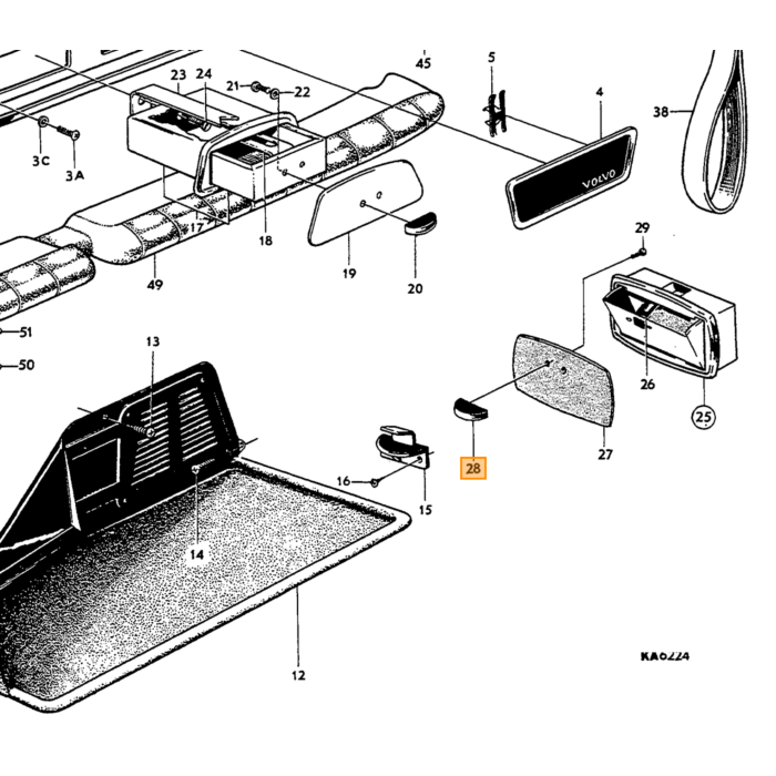 Volvo Moldura decorativa parte trasera techo Amazon kombi-220 Volvo repuesto no 662657