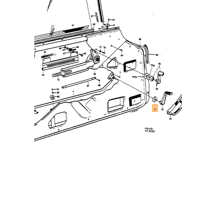 Volvo Anillo manivela ventana + manilla puerta P1800 plástico negro Volvo repuesto no 664556