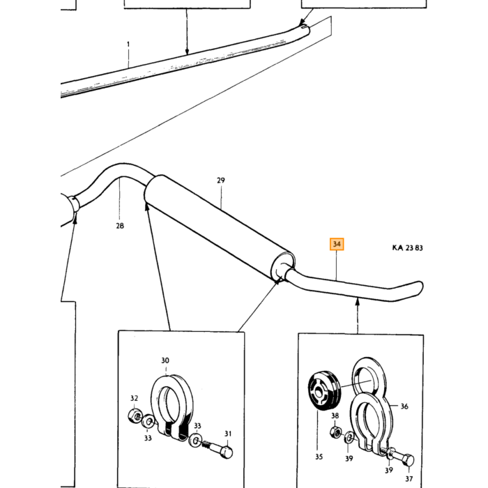 Volvo Tubo de escape Volvo P210 Duett trasero (tubo final)(938-70) Volvo repuesto no 666089