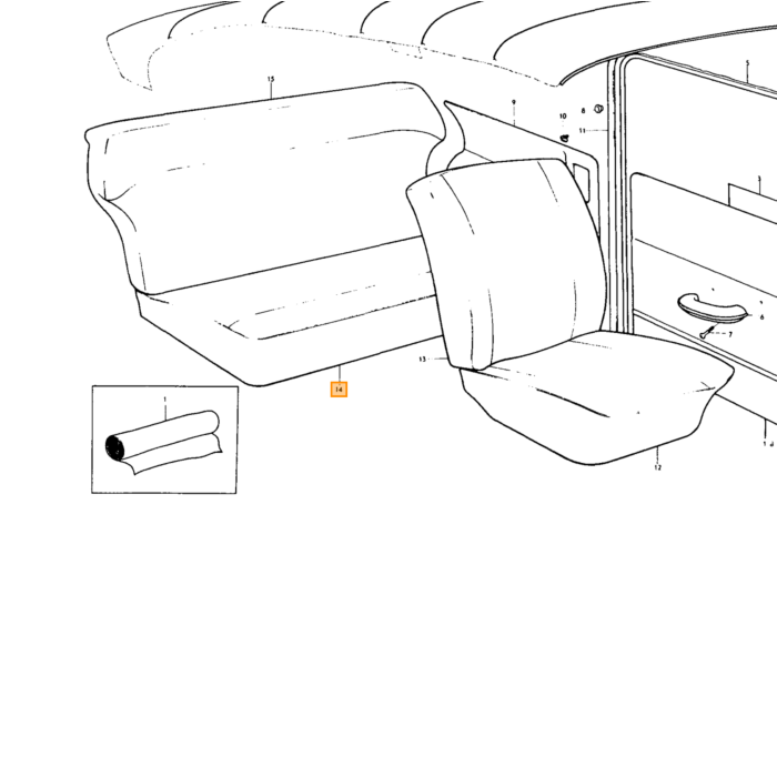 Volvo Resorte para respaldo (resorte de manguera) por tira una silla de 85 cm (se necesitan 6 piezas de respaldo) Volvo repuesto no 666794V