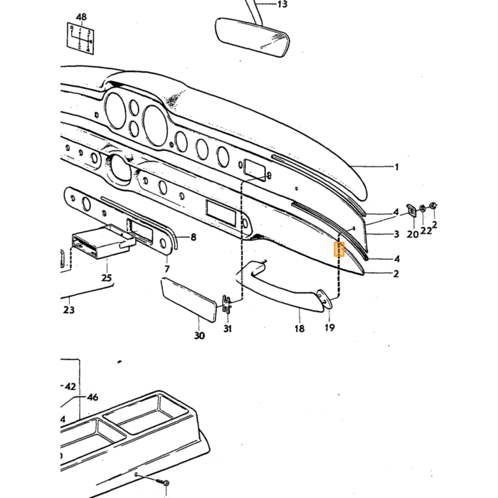 Volvo Embellecedor del guardabarros trasero P1800 en la parte superior derecha (YA NO DISPONIBLE) Volvo repuesto no 669632