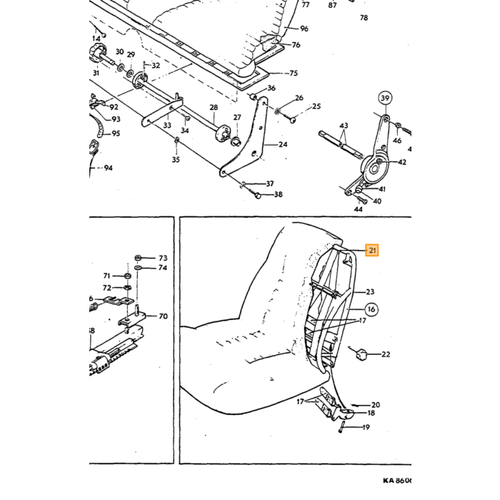 Volvo Abrazadera elástica para correa de silla asiento P1800 7-5 cm Se requieren 14 piezas Volvo repuesto no 669933