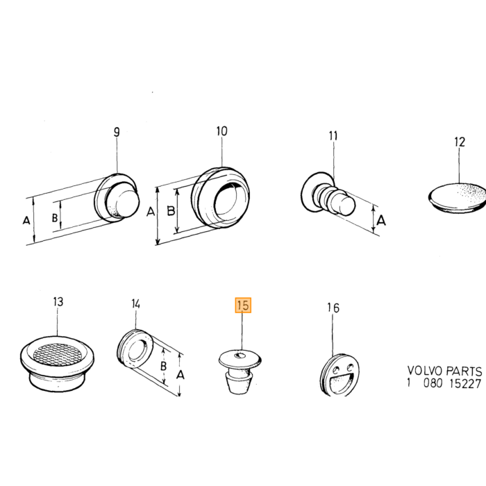 Volvo Aislamiento de mampara con tapón de goma amazon+PV544+Duett+P1800 (ama 7 necesita PV 6) (657905) Volvo repuesto no 671261