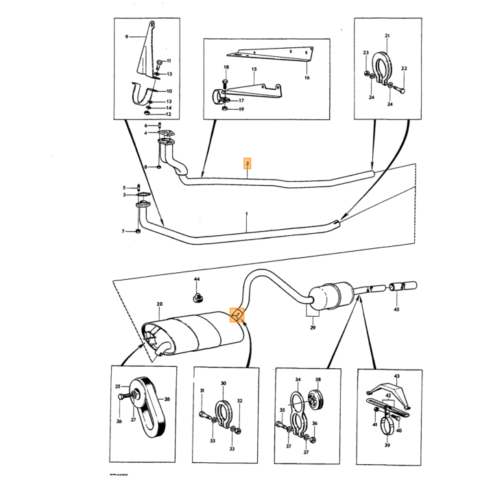 Volvo Exhaust Pipe front Amazon 1966+ double flange B18+B20 Volvo repuesto no 672196