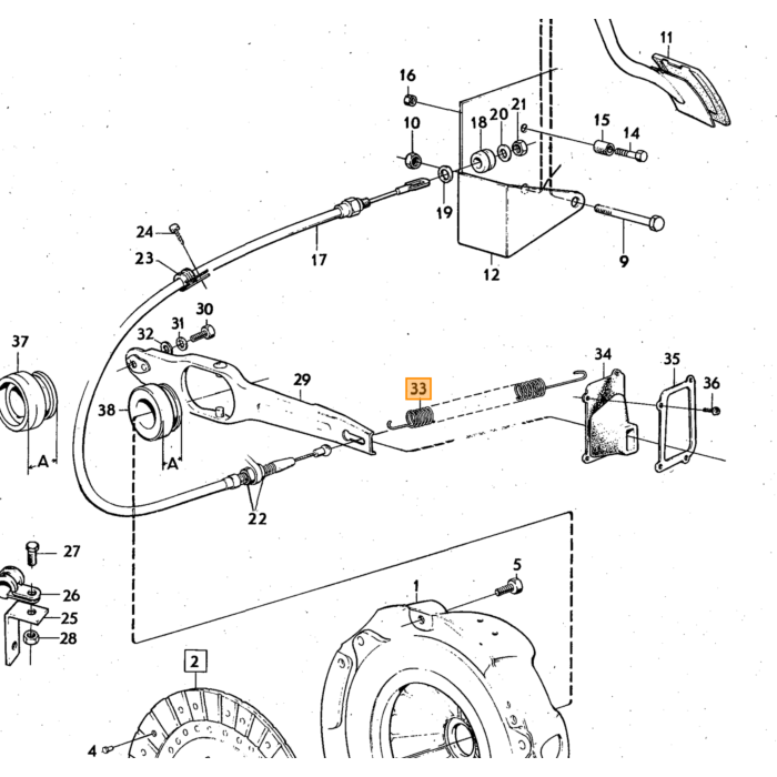 Volvo Muelle retorno embrague Amazon B20+P1800/e/es+140+240 Volvo repuesto no 677531