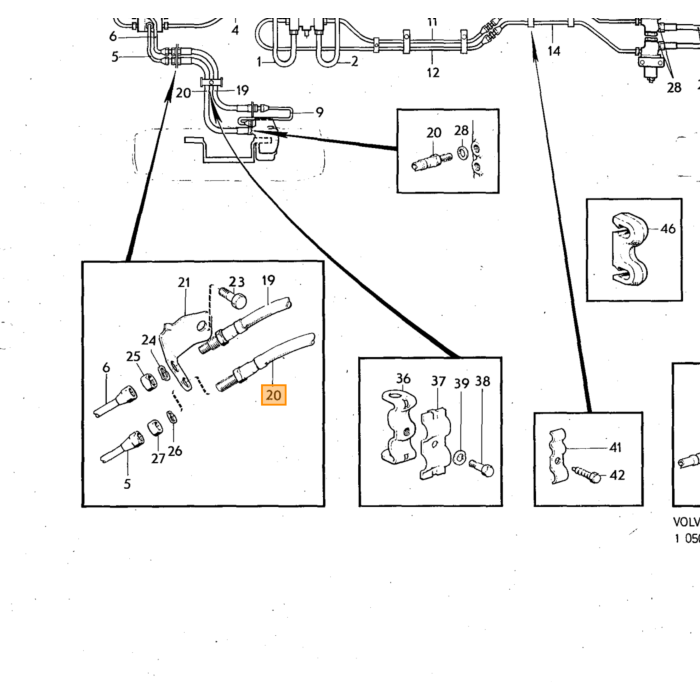 Volvo Brake Hose 140 front caliper lower Volvo repuesto no 677713