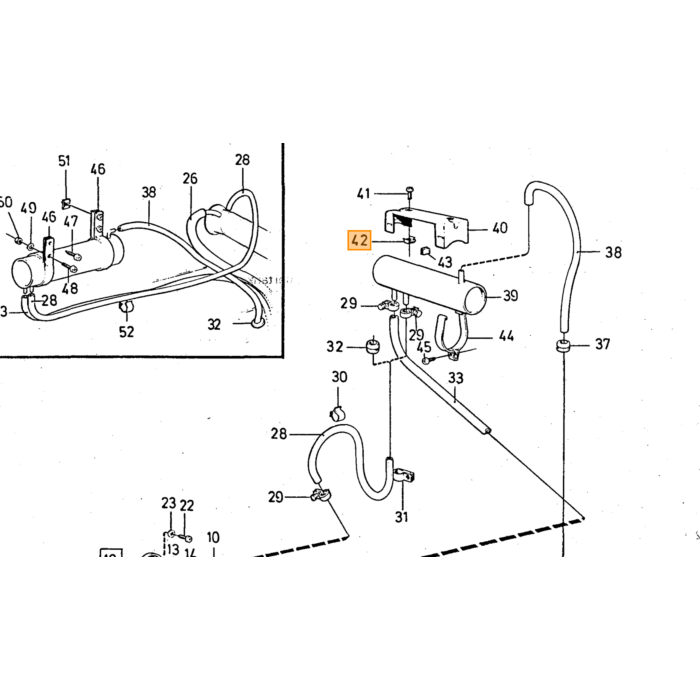 Volvo Abrazadera doble freno linea gasolina amazon P1800 140 164+240+260 (942895) Volvo repuesto no 677980