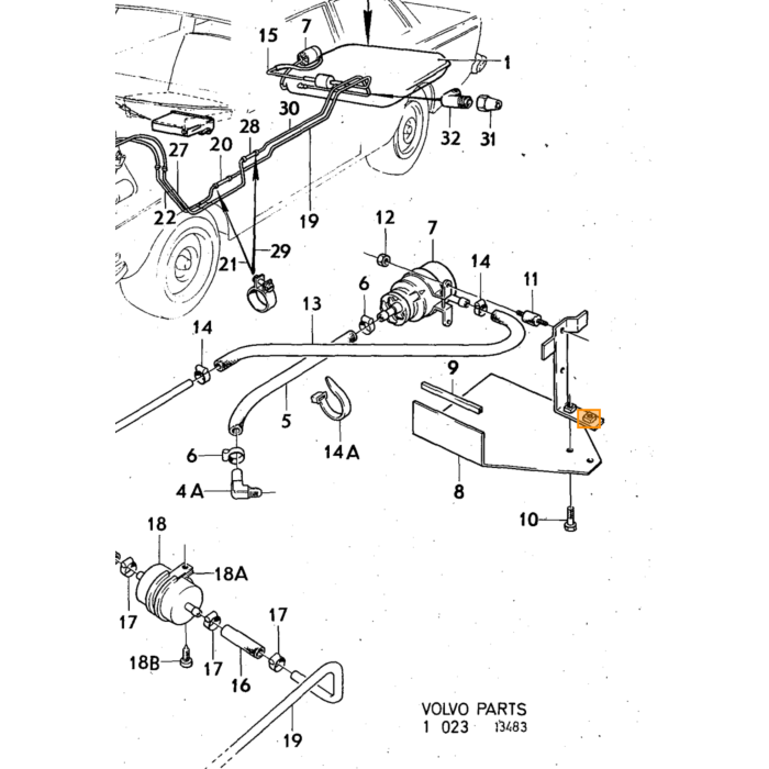 Volvo Abrazadera doble freno linea gasolina amazon P1800 140 164+240+260 (942895) Volvo repuesto no 677980