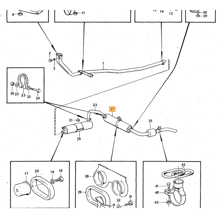 Volvo Rear silencer 140 B20E inj+164 B30A+B30E inj+carb Volvo repuesto no 679111