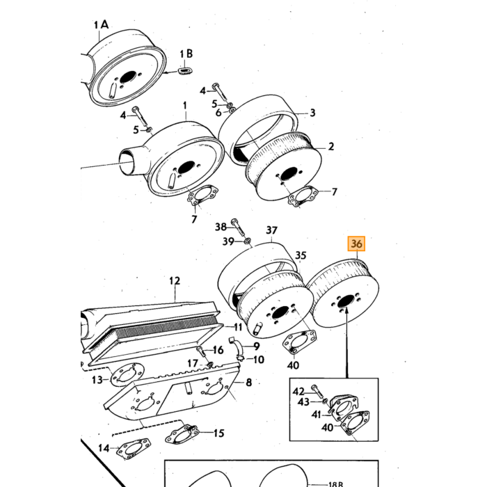 Volvo Filtro de aire B20B con carburadores SU 33x13x3 cm 140+Amazon orig Volvo repuesto no 679658