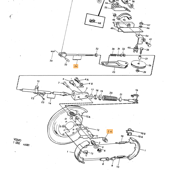 Volvo Pull Rod handbrake 140+164 Volvo repuesto no 680912