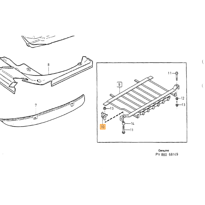 Volvo Mounting bracket  Bumper rear left volvo 850 Volvo repuesto no 6816115
