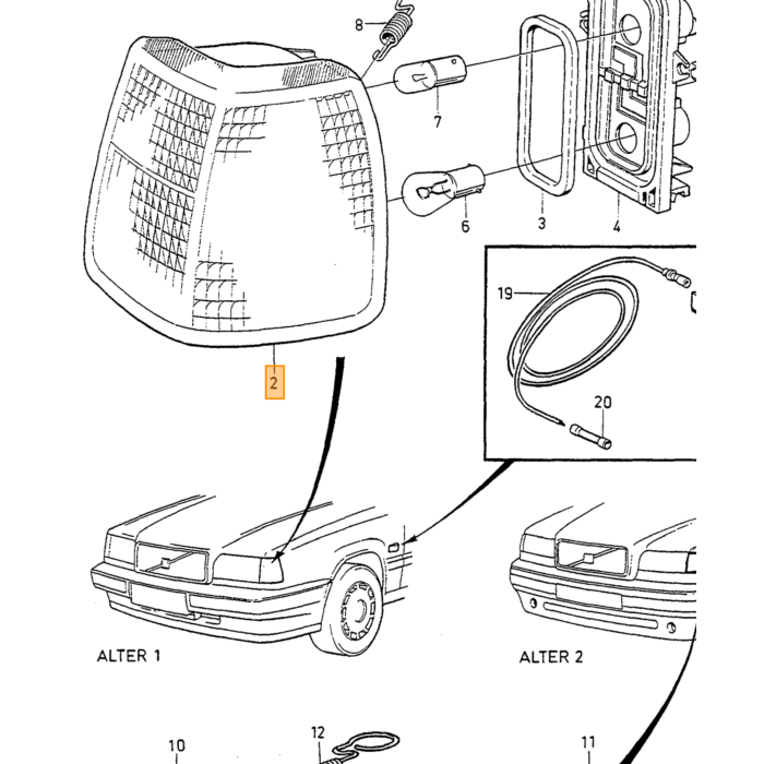 Volvo Cristal faro izquierdo 850 1994+ cristal faro 850 Volvo repuesto no 6817004