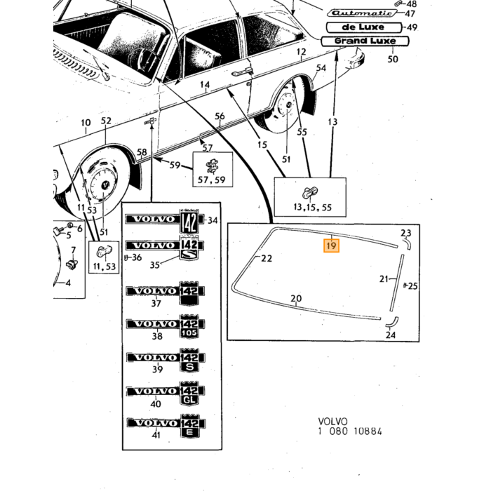 Volvo Embellecedor parabrisas 140+164+240 -1978 superior (acero inoxidable) Volvo repuesto no 682021