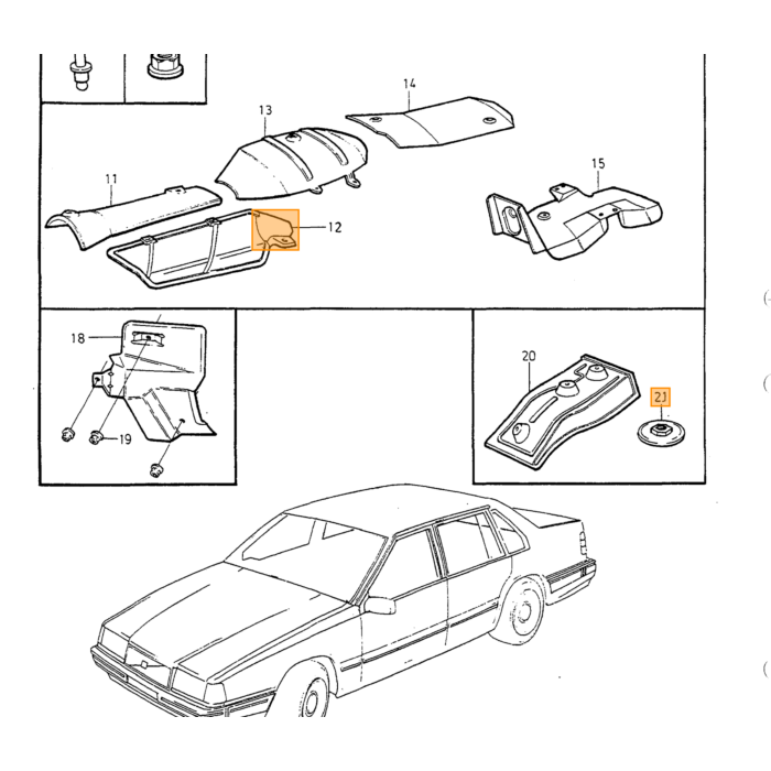 Spoiler Volvo, Labio de Parachoques Volvo 960, Pieza de Volvo nr 6820460