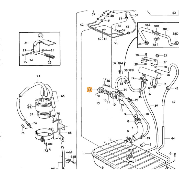 Volvo Amortiguador de vibraciones de bomba de combustible con cojín de goma Volvo repuesto no 685355