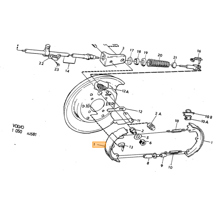 Volvo Soporte cable freno mano 1800E/ES/140/164 Derecho Volvo repuesto no 687108