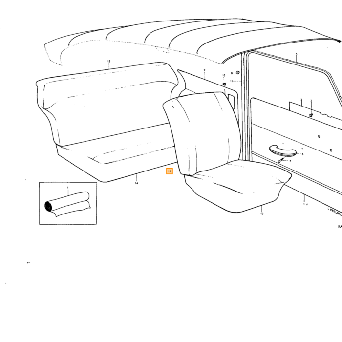 Volvo Tapicería PV544 funda de asiento respaldo gris 1962-1963 44-222 ver SET no. Volvo repuesto no 690789