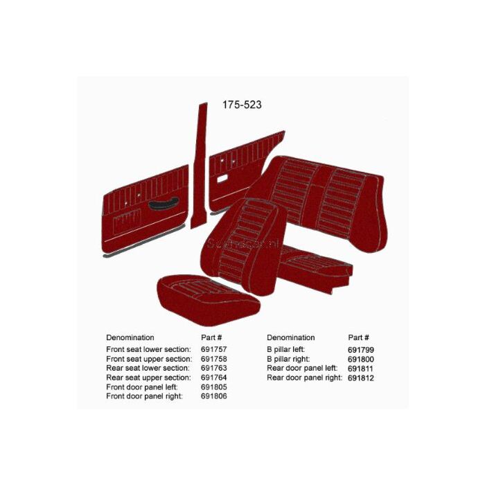 Volvo Tapicería Amazon funda asiento respaldo rojo 420-532 175-523 ver (691437) Volvo repuesto no 691758