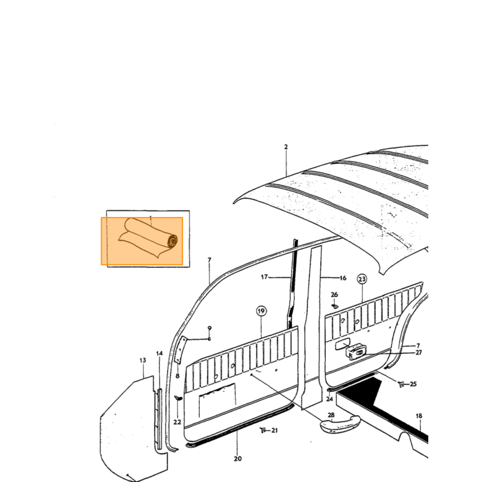 Volvo Tapizado Panel de puerta Amazon 4 puertas Trasero derecho marrón 1966-1968 184-187-519 VER CONJUNTO NO. Volvo repuesto no 692150