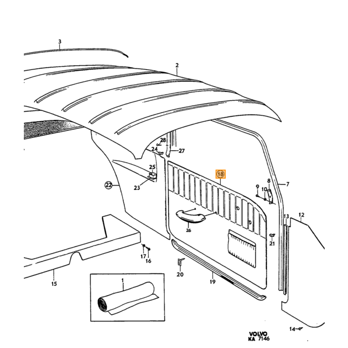 Volvo Tapicería Amazon Panel de puerta de 2 puertas izquierda + derecha SET incl 692160 rojo 414-551 Volvo repuesto no 692159