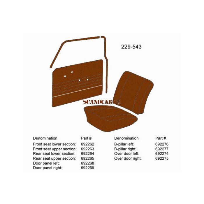 Bekleding Duett 210 B stijl links bruin 230-544 1966-1968