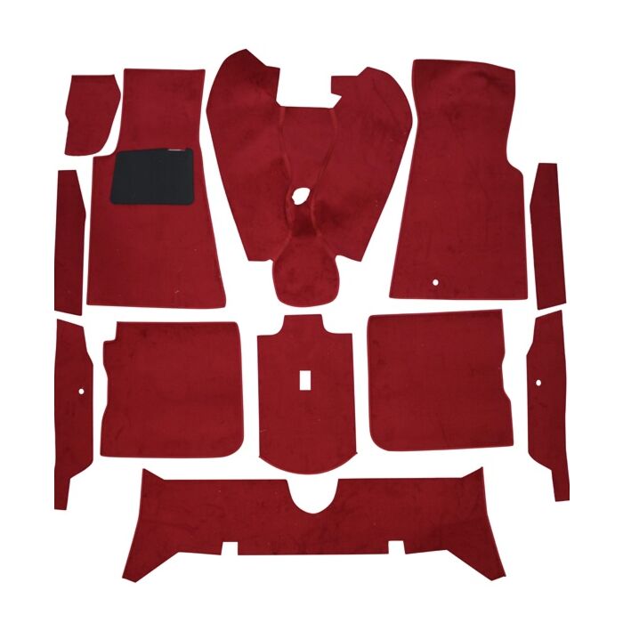 Conjunto de Alfombras Volvo 164, Revestimiento de Suelo, Alfombra de Textil, 10 Piezas ch -50.000 ROJO, Número de Pieza de Volvo 693951.