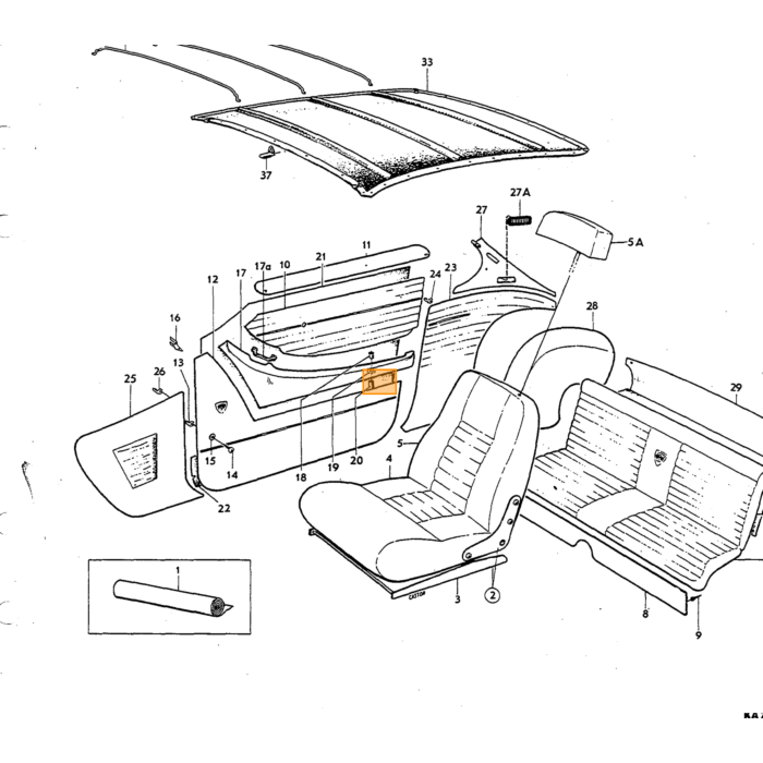 Volvo Tapizado 1800E silla asiento+respaldo oro metalizado 341-766 ver set 694112 Volvo repuesto no 694132