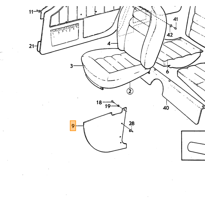 Volvo upholstery 1800ES side panel Left+righ =SET  front black For Volvo Volvo repuesto no 695725