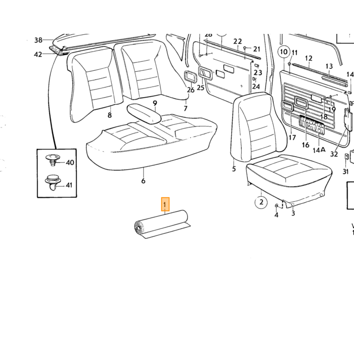 Volvo Tapicería de asientos traseros 140/164 asiento + respaldo = 3 piezas marrón INCLUYE 696481 Volvo repuesto no 696475