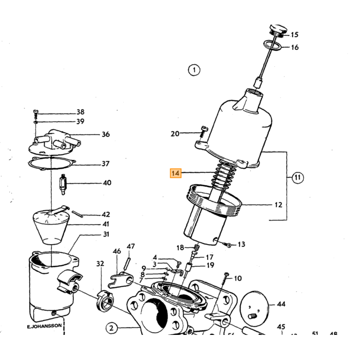 Volvo Carburador de cámara de vacío de resorte SU H4+SUHS6 B16B+B18B+B20B PV444+PV544+Duett+Amazon Volvo repuesto no 71816