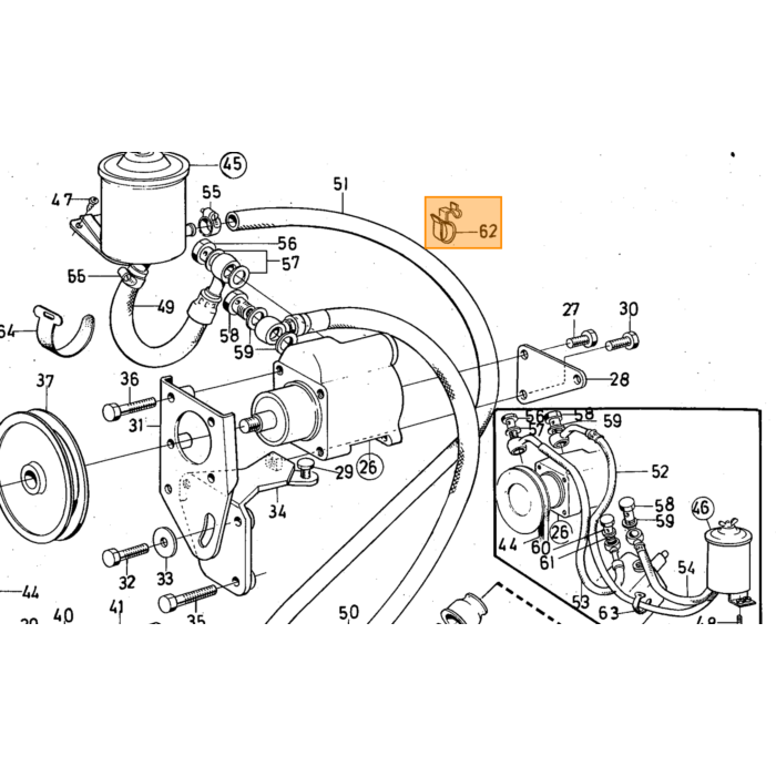 Volvo Tubo manillar inferiorPV444-PV544-Duett-Amazon+P1800+140+164+240+260 manillar superior Volvo repuesto no 85611