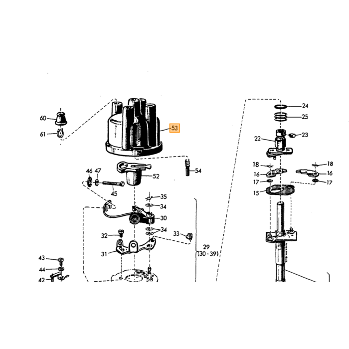 Volvo Tapa de distribuidor B4B+B18 + B20 todos los tipos (AE) 1965+)(0 330 920 005) Volvo repuesto no 870690