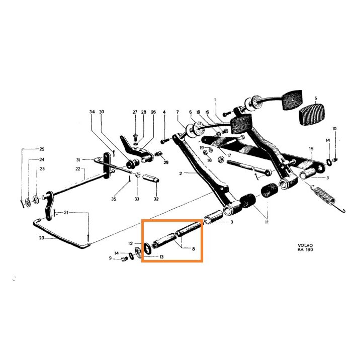 Volvo Eje pedal freno embrague suspensión PV444+PV544+Duett Volvo repuesto no 87404