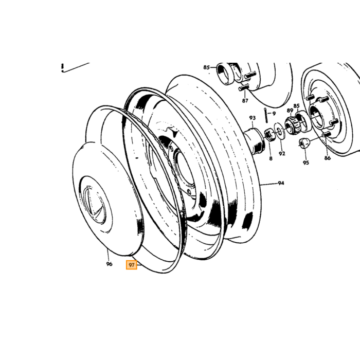 Volvo Embellecedor de rueda PV+Amazon 1951-1964 Volvo repuesto no 88754