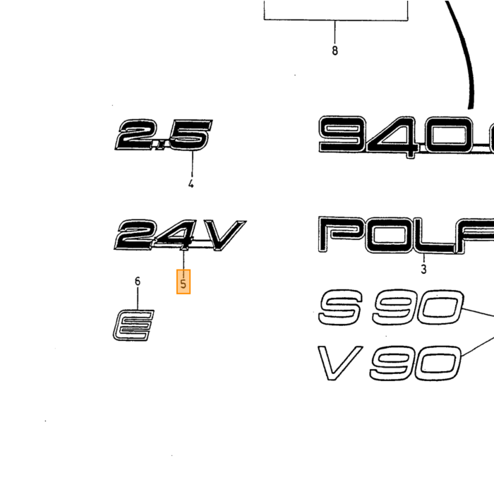 Volvo Emblema  24V  puerta del maletero 940+960 Volvo repuesto no 9126354