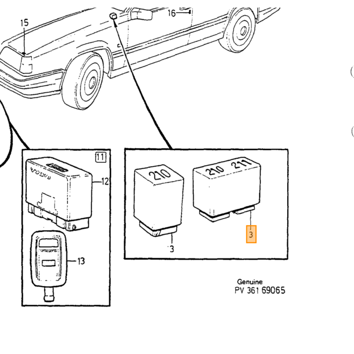 Volvo Relé alarma 850+960+v90/S90 Volvo repuesto no 9128903