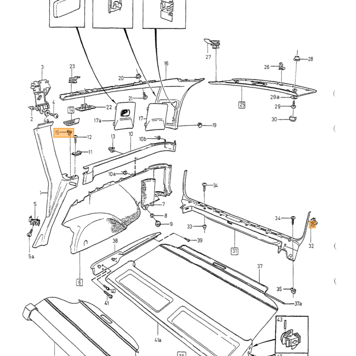 Volvo Abrazadera clip embellecedor portón trasero 700+850+900+V40 -2004+V70 -2000 Volvo repuesto no 9132876