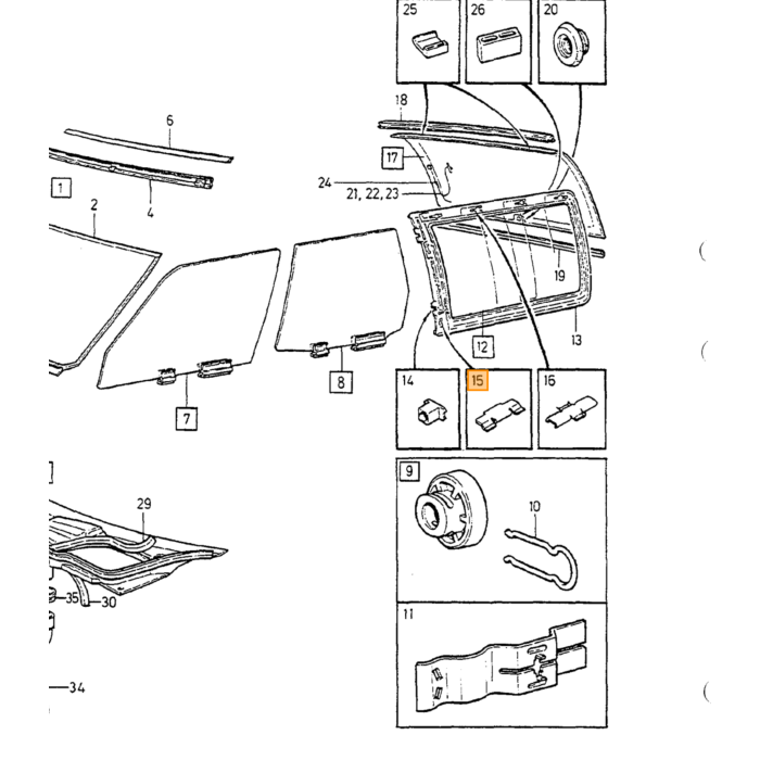 Volvo Ventana Trasera 850 Sedán de 4 Puertas S70 Calentada, Número de Pieza de Volvo 9133445