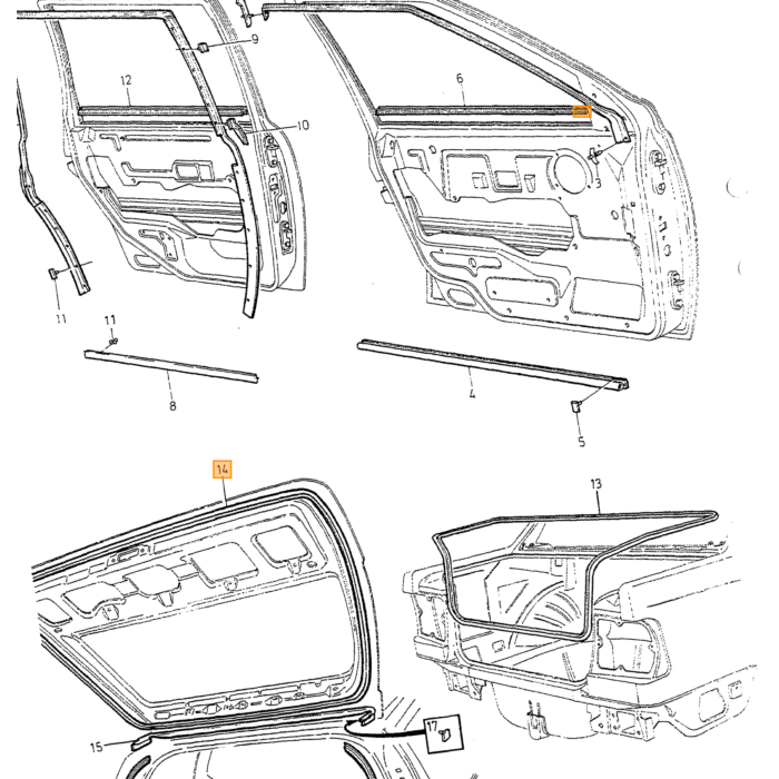 Volvo Puerta/goma de puerta inferior izquierda/derecha Volvo 850 S70 V70 V70XC (-2000) Volvo repuesto no 9133592